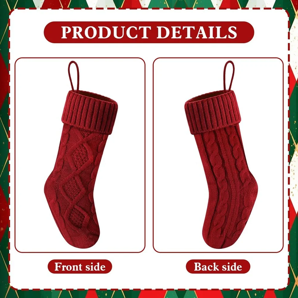 Doitory Christmas Stockings 18 InchesLong Knitted Socks Decoration Holiday 6PCS